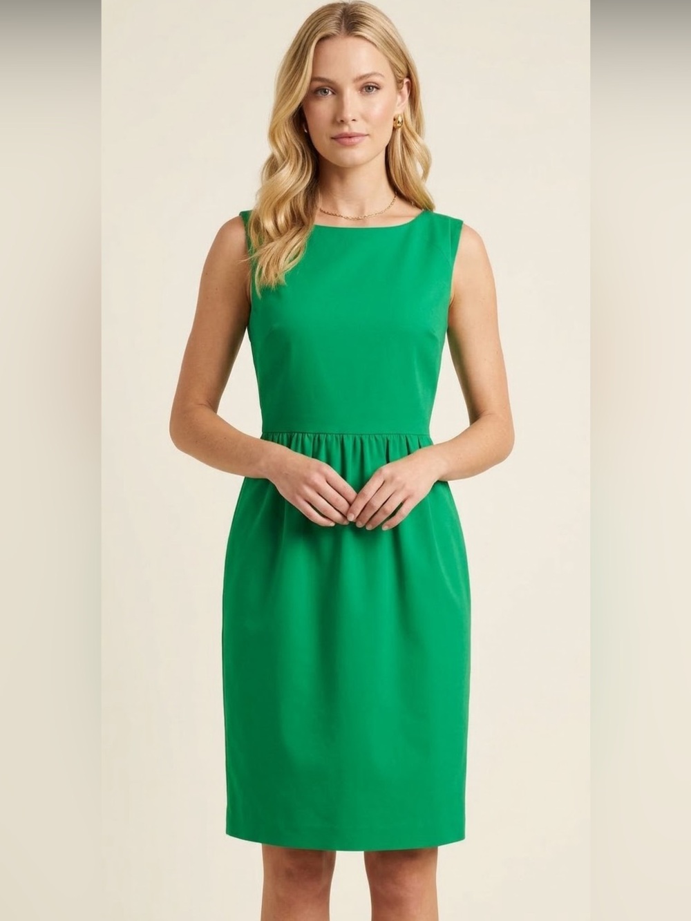 J. CREW Women’s Green Dress 12 Knee-length Cap-sleeve Lined Dress w/Pockets NEW